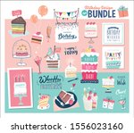 a birthday design bundle ideal... | Shutterstock .eps vector #1556023160