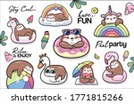 set of beach pool party sloths  ... | Shutterstock .eps vector #1771815266