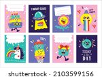 set of birthday greeting card ... | Shutterstock .eps vector #2103599156