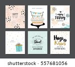 set of birthday greeting cards | Shutterstock .eps vector #557681056
