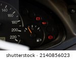 Small photo of Screen display of car status warning light on dashboard panel symbols which show the fault indicators. low battery, lack of oil