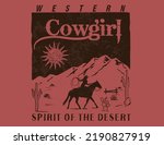 Western Cowgirl In Desert With...