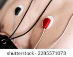Holter Heart Monitor. close-up of sensors. Arrhythmia
