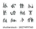 old people care activities icon ... | Shutterstock .eps vector #1827499760