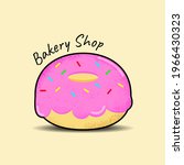 donut with colored  pink glaze. ... | Shutterstock .eps vector #1966430323
