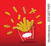 french fries potato fast food ... | Shutterstock .eps vector #2051837489