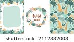 jungle party cards set. wild... | Shutterstock .eps vector #2112332003