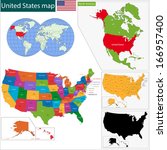 colorful usa map with states... | Shutterstock .eps vector #166957400