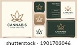 Cannabis Line Art Logo And...