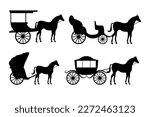 Horse carriage silhouette, isolated and trendy. Horse carriage background for website logo design, app, UI. Vector icon illustration, EPS10.