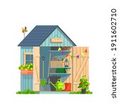 garden shed with household... | Shutterstock .eps vector #1911602710
