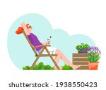 Relaxed Woman On Garden Chair...