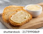 Small photo of Healthy wholemeal toast with butter.