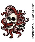 illustratuion an skull with... | Shutterstock . vector #1905430309