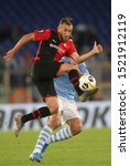 Small photo of Rome, Italy - October 03,2019: Francesco Acerbi (LAZIO), Flavien Tait (RENNES) in action during the Uefa Europa League Group E soccer match between SS Lazio and Rennes, at Olympic Stadium in Rome