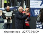 Small photo of Rome, Italy 19.03.2023: SVEN GORAN ERIKSON greet Lazio fans before the Serie A Championship, football match derby between SS Lazio vs AS Roma at Stadio Olimpico in Rome, Italy.