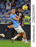 Small photo of Rome, Italy 30.10.2023: Patric of Lazio , Nicolas Gonzalez of Fiorentina in action during the Italy Serie A TIM 2023-2024 football between SS Lazio vs ACF Fiorentina at Olympic Stadium in Rome.