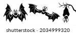 black silhouettes of bats set... | Shutterstock .eps vector #2034999320