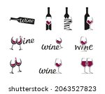 vector set of wine logo. bottle ... | Shutterstock .eps vector #2063527823