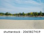 
Beautiful clean lake in the forest with a sandy beach