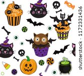 cute black cat  cupcake for... | Shutterstock .eps vector #1172331436