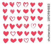 set of red hearts. drawn shape... | Shutterstock .eps vector #1893984883