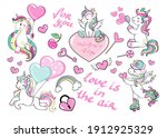 collection of funny unicorns on ... | Shutterstock .eps vector #1912925329
