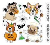 halloween set with pug dogs in... | Shutterstock .eps vector #2026761503