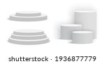 white blank round podiums. set... | Shutterstock .eps vector #1936877779