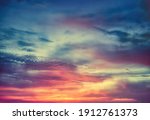 Beautiful sunset sky with colorful clouds 