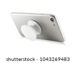 Smartphone holders isolated on white background. Blank mobile grip for design. ( Clipping path )