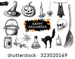 hand drawn halloween set.... | Shutterstock . vector #323020169