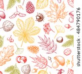 autumn seamless pattern with... | Shutterstock . vector #484790176