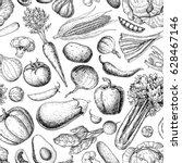 vegetable seamless pattern.... | Shutterstock .eps vector #628467146
