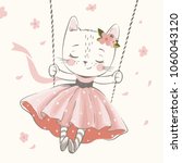 cute kitty in the swing hand... | Shutterstock .eps vector #1060043120