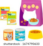 Illustration Set Of Cat Foods