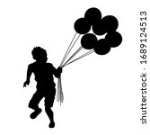 little boy running and holding... | Shutterstock .eps vector #1689124513