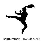 woman practicing taekwondo... | Shutterstock .eps vector #1690356640