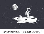 astronaut fly on space shuttle... | Shutterstock .eps vector #1153530493