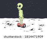happy alien rides on gyro... | Shutterstock .eps vector #1814471909