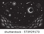 view to the sky in nighttime... | Shutterstock .eps vector #573929173
