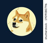 Dogecoin Doge Against Full Moon