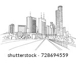 urban modern landscape. hand... | Shutterstock .eps vector #728694559
