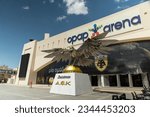 Small photo of Athens, Greece - August 8, 2023: Opal Arena, home court of AEK FC, where a 29-year-old football fan was killed in fierce overnight clashes between rival supporters of Dinamo Zagreb and the local team.