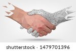 low poly hands  handshaking ... | Shutterstock .eps vector #1479701396