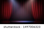 empty scene with a red curtain... | Shutterstock .eps vector #1497006323