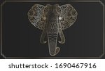 golden lace head of an elephant ... | Shutterstock .eps vector #1690467916