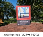 Small photo of Yarmouth NS, CAN, September 7th, 2022 - A replica Maud Lewis painting on display.