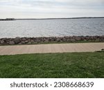 A waterfront view along the shore of Charlottetown, Prince Edward Island on a spring day.