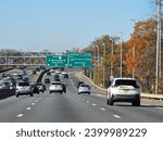 Small photo of New York, NY, USA, November 19, 2023 - Some traffic moving steady toward New York City on an autumn day.